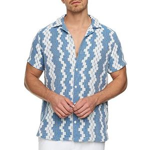 INDICODE Heren INCosby Shirt | Kortarmhemd met button-down kraag Blue M