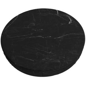 GRatka Hoes voor ronde kruk, hoes voor barstoel, antislip zitkussen voor thuisbar, 30 cm, zwart marmeren textuur