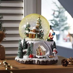 Marco Paul Christmas Winter Wonderland muzikale sneeuwbol met ledlicht - werkt op batterijen, kleurwisselende 12 cm glitterbal, feestelijke kerstdorpsscène - perfect voor kerstversiering