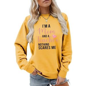 I'm A Mom and A Teacher Vrouwen Sweatshirt Causale Grafische Tops Grappige Leraar Shirts Moeder Trendy Truien Sweatshirts, Geel, S