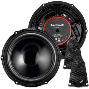 EMPHASER EM-VWF3 Plug & Play 3-weg componentensysteem, compatibel met VW T5 Transporters, campers, inbouwluidsprekers voor deuren/dashboard, 100 W RMS