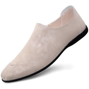 Heren loafers schoen ronde neus PU lederen loafer schoenen lichtgewicht antislip flexibele casual prom slip-on (Color : Grey, Size : 38 EU)