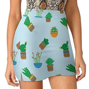 Plants Cactussen Potten Dames Skorts Hoge Taille Tennisrok Gelaagde Korte Mini Rok Culottes Skorts Met Zakken XL