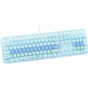 QPSJXN Bedrade typemachine toetsenbord met 104 compatibel met kantoorgebruik verwijderbare ronde keycap (blauw)