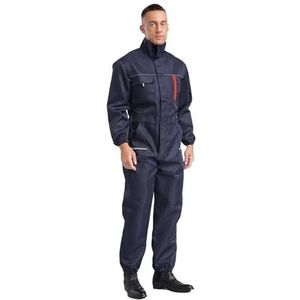 Veiligheidsoveralls, Overalls Heren Werkkleding Werk Overall Uniform Reflecterende Strepen(Deep Blue,3XL)