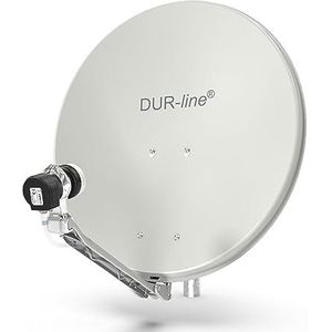 DUR-line 1 deelnemerset - hoogwaardige aluminium satelliet compleet systeem - Select 60 cm/65 cm spiegel/schaal lichtgrijs + Single LNB - voor 1 receiver/tv [nieuwste technologie, DVB-S2, 4K, 3D]