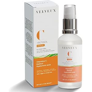 Velveux Vitamine C & Retinol Serum – Anti Rimpel – Natuurlijk – Vegan – Vitamin C Serum voor Gezichtsverzorging