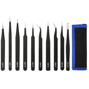 ESD RVS Pincet Precisie Antistatische Industriële Reparatie Gereedschap Pincet 10 Stks (Set 2)