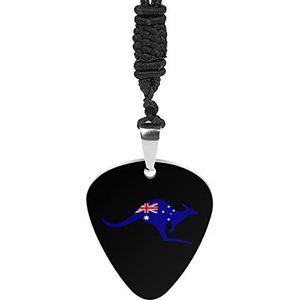 Australische Kangoeroe Vlag Gitaar Pick Ketting Gepersonaliseerde Hanger Ketting Sieraden Pick Ketting Gift