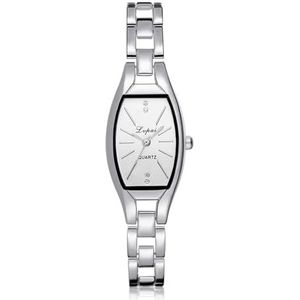 Roestvrij staal quartz polshorloge Rechthoekige en dunne horloges Elegant eenvoudig polshorloge Trendy mode-klokpolshorloge