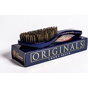 Crown Quality Products Koningsblauw - MEDIUM BRISTLE Contour Wave Brush - ""THE ORIGINAL"" gebogen golfborstel - 360 golven in dagen