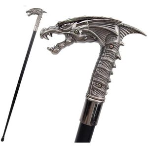 Zilveren Doorn Draak Shift Wandelstok, Luxe Heren Dames Decoratieve Wandelstok, Afneembare Antislip Cospaly Vintage Party 93cm