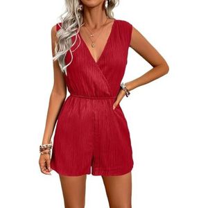 BANGHA Jumpsuits Voor Vrouwen Zomer Casual 2 Stuks Jump Pak Vrouwen Overalls Playsuits Vakantie Een Stuk Outfits Romper Zomer Casual Kruis V-hals Mouwloos Effen Korte Vrouwelijke, EPM2401096-1, XL