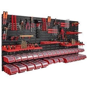 178 x 78 cm wandrek, 30 opbergbakken, deksel, gereedschapshouder, stapelboxen, werkplaats, werkbank