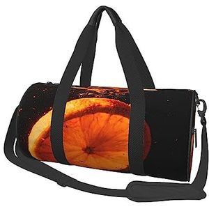 Oranje In Water Print Plunjezak Overnachting Tas Grote Capaciteit Opvouwbare Unisex Gym Bag Voor Reizen Buiten, Zwart, One Size, Zwart, Eén maat