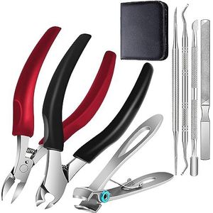 Professionele nagelknipperset, roestvrij staal, manicure, nagelknipper, scherpe nageltang, voetnageltang voor dikke en ingegroeide teennagels, 7-delige pedicureset, teennagels, nagelschaar met
