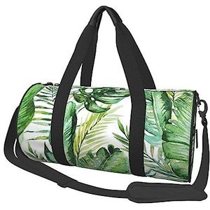 Palm Leaf Travel Duffel Bag Gym Tote Bag Lichtgewicht Bagage Tas voor Weekender Sport Vakantie, Zwart, Eén maat