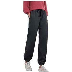 CHAOEN Dikke warme joggingbroek voor dames, fleece gevoerde broek, joggingbroek, thermische hardloopbroek, joggingbroek met zak, Zwart, 3XL