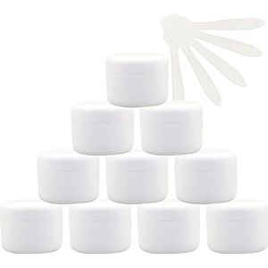 YKMYXZ, 12 stuks lege 50 ml roze plastic cosmetische potten met schroefdeksel, 50 g kleine pot met binnenvoering for cosmetische reisgel lippenbalsem + 5x spatel(Bianco,30ml)