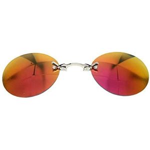 Morpheus Clip-on neusbril, ronde randloze zonnebril, mini, vintage, frameloos, UV400, rood, Eén maat