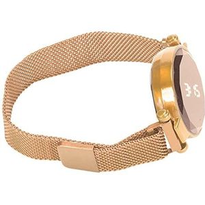Ronde LED-horloge, LED Digital Fashion Design Touchscreen Dames LED-horloge Vouwsluiting Prachtige glans voor meisje Rose goud