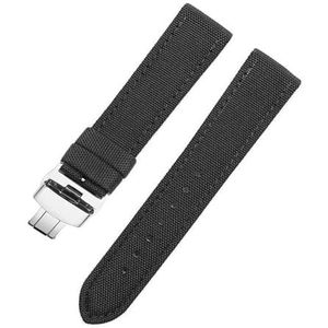 InOmak Horlogeband van nylon, 20/22/24 mm, reservearmband, Zwarte klepsluiting, 19mm-silver Clasp, strepen
