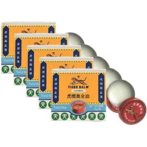 5 stuks witte tijgerbalsems, 4 g, snelle verlichting van spieren en gewrichten, intensieve formule voor pijn, spanning en ontspanning, kamfer (kamfer)