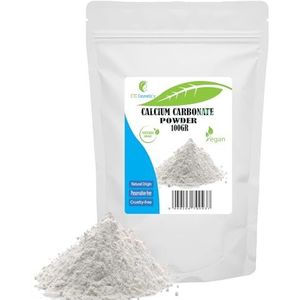 CALCIUM CARBONAAT Poeder - 100 gr - gebruikt in minerale make-upformuleringen en als zacht schuurmiddel voor mondverzorgingsproducten.
