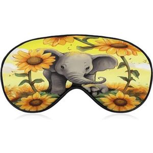 Slaapmasker, oogmasker voor dames en heren, oogmaskers voor slaap, moeder en baby, olifant, bedrukt met zonnebloemen, voor reizen en slapen, lichtgewicht, verstelbare schouderbanden