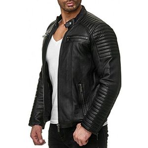 Redbridge Leren herenjack, bikerjack in zwart kunstleer - zwart - Large