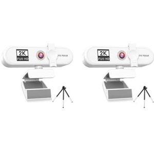 Mealoodiousmusea 2 set Computer Webcam Auto-focusing HD USB Online Verstelbare PC Camera met Microfoon Bedrade Vervanging Externe Web Cam Camcorder Wit 2 K