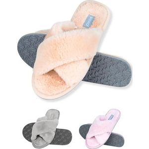 soxo Grijs Pantoffels Dames Cadeau Voor Vrouwen Roze Slippers Zachte En Huiselijke Beige Sloffen 37-38 Beige