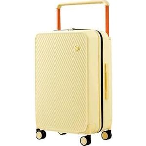 Koffer Koffer met breed handvat, 24 inch, reisbagage, rollende wielen, dames, heren, 20 inch, handbagage, harde zijkant (Color : Skylark Yellow, Size : 20inch)