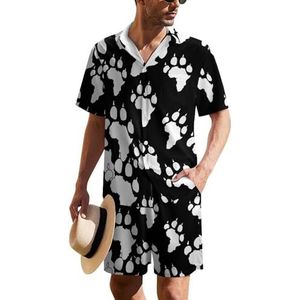 Lion Paw Print Hawaiiaanse pak voor heren, set van 2 stuks, strandoutfit, shirt en korte broek, bijpassende set