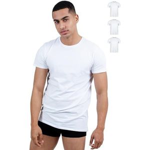 SKIPPER 3-pack heren stretch T-shirt met ronde hals I basic shirt in wit I onderhemd van 95% katoen en 5% elastaan I zakelijk onderhemd voor heren I Oeko-TEX-gecertificeerd I L