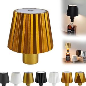 Pridola Draadloze Fleslamp, Draadloze Fleslamp, 2024 Nieuwe 3 Kleuren Traploos Dimmen Pridola Fleslamp, LED-wijnfleslamp, Draadloze Tafellamp, For Bars, Restaurants, For Bar, Café (2 Stuks)(Color:Gold