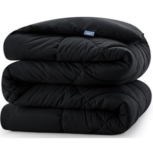 CozyLux Dekbed, voor 4 seizoenen, dekbed van microvezel, 300 g/m², deken 140 x 200 cm, super zachte slaapdeken, ademend, Zwart