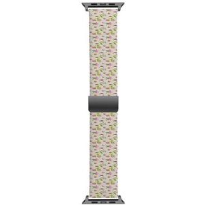 Solo Loop band compatibel met alle series Apple Watch 38/40/41mm (Cakes Tea Cup Flowers Rose Lily Camelia zonnebloem) rekbare siliconen band band accessoire, Siliconen, Geen edelsteen