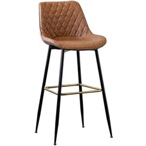 Barkrukken Bistrokruk Barstoelen Moderne PU Lederen Barkrukken Keukenstoelen Ontbijtstoel Thuisbarstoel Met Zwarte Metalen Poten Barkruk Keukenstoelen(F,Height 63cm)