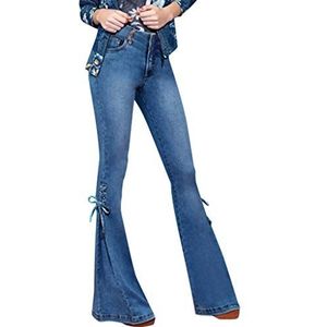 HaicoM Vrouwen Dames Broek Broek met Zakken Womens Bootleg Broek Elastische Boog Broek Denim Cut Boot Herfst Slim Fit Casual Dagelijks Plus Size Vrouwen Jeans Broek voor Vrouwen Petite, Lichtblauw, S