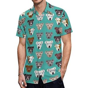 Bulldog Heads Hawaiiaanse shirts voor heren, casual overhemd met korte mouwen, knoopsluiting, vakantie, strandshirts, 4XL