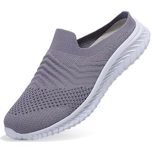 Zomersportpantoffels Gebreide Mesh-sneakers for Dames Vrije Tijd Ademende Wandelschoenen Grote Pantoffels Zachte Zool Orthopedische Schoenen (Color : Purple, Size : 36 EU)