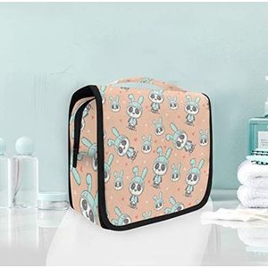 Hangende opvouwbare toilettas Grappige Panda Hart Make-up Reizen Organizer Tassen Case voor Vrouwen Meisjes Badkamer