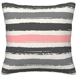 WESTCH Roze licht- en donkergrijze gestreepte corduroy sierkussenslopen - zachte en stijlvolle decoratieve kussenslopen voor gezellige woondecoratie, kussens, slaapkamerkussen, bankkussen,