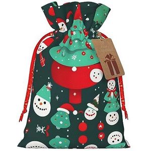 Kerstboom En Sneeuwpop Jute Trekkoord Gift Bags-Voor Kerstmis, Verjaardag En Verjaardag Vieringen