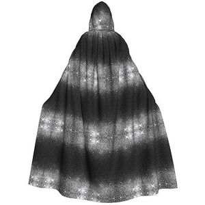Bxzpzplj Glanzende zilveren glitter mantel met capuchon voor mannen en vrouwen, carnaval tovenaar kostuum, perfect voor cosplay, 185 cm