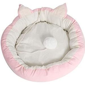 Hondenkussen Hondenmand Kattenbed Warm Winter Nest Pluche Kittens Kennel Benodigdheden Ronde Kat Oor Zacht Huisdier Bed Hond Roze Grijze Kat Hond Bed Hondenbed Huisdier Bed (Color : Pink, Size : 54x