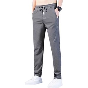 Aoguaro Heren sneldrogende stretch broek zijde ademend comfortabele zachte rechte pijpen lange broek trekkoord joggingbroek voor dagelijks casual