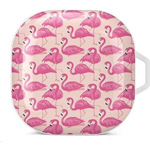 Roze flamingo's oordopjes hoesje compatibel met Samsung hard shell beschermhoes wit stijl