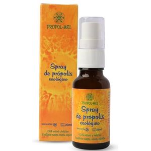 Propolis spray - 20 ml - BIO. Draagt �​​bij aan het welzijn van de keel. Bestanddelen: propolis, honing, rozemarijn, eucalyptus en citroen = frisse mond. Glutenvrij.